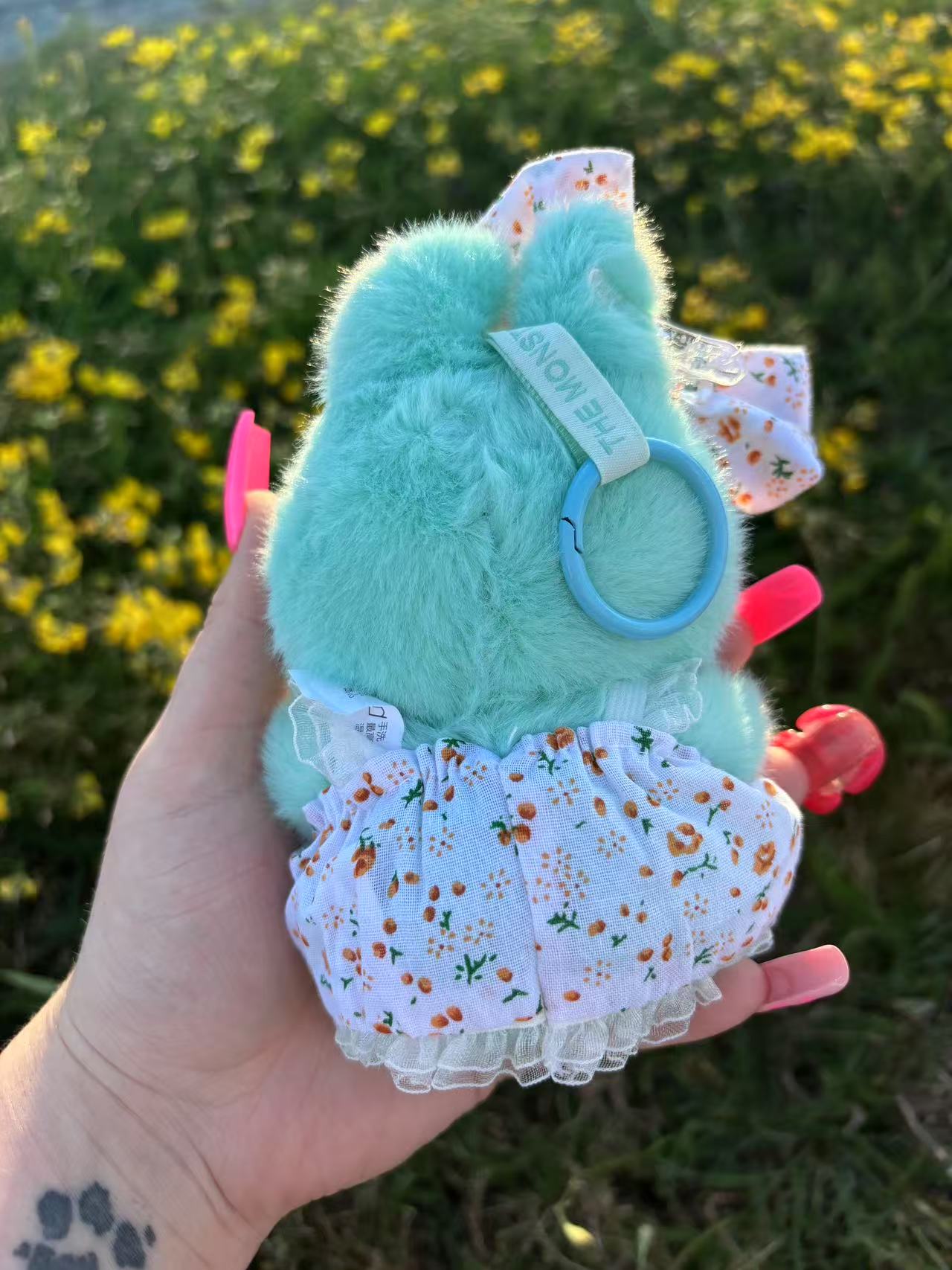 Mint Floral Bow Dress Labubu Clothes Only
