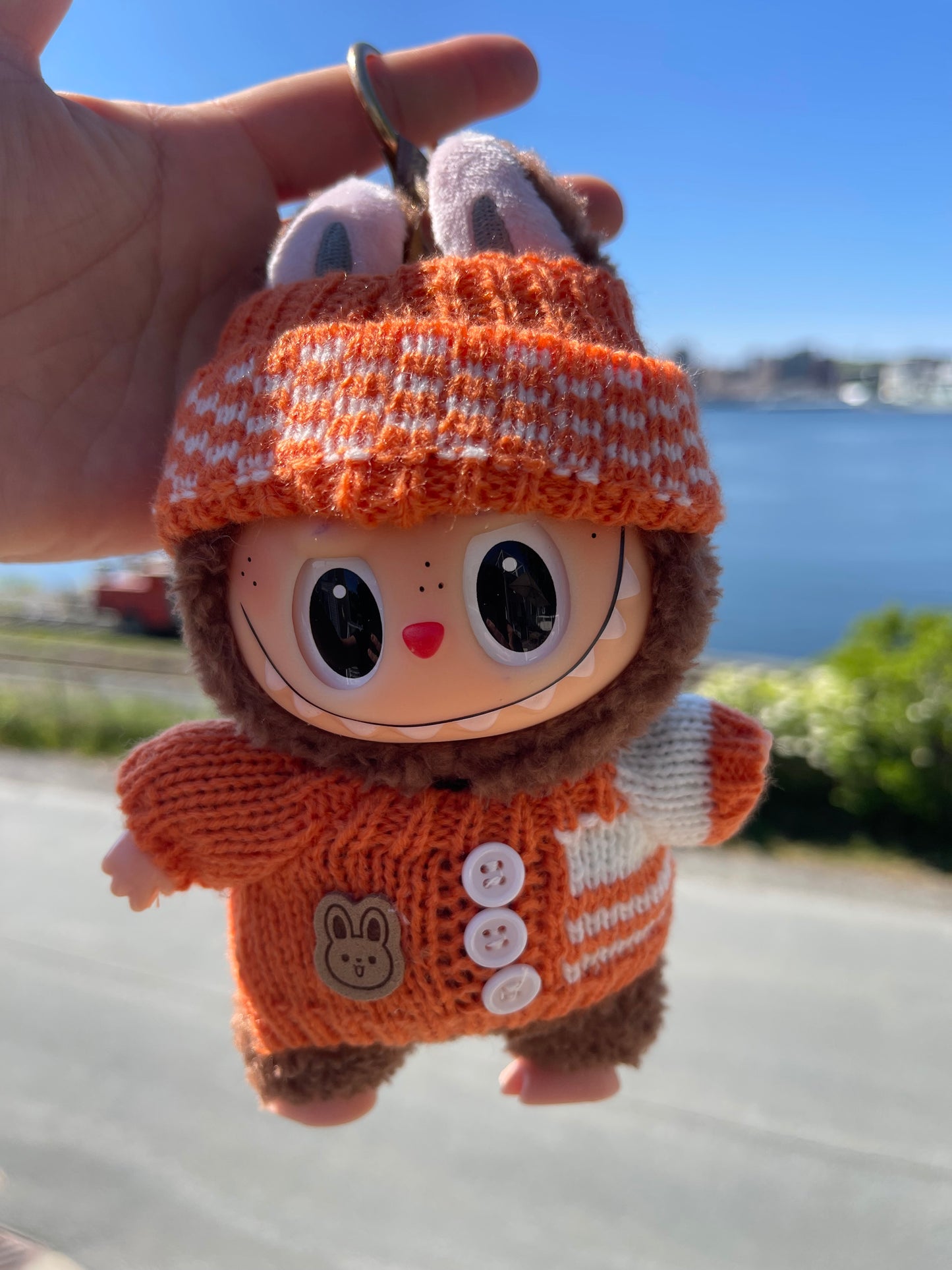 Striped Orange Knit Sweater w Hat