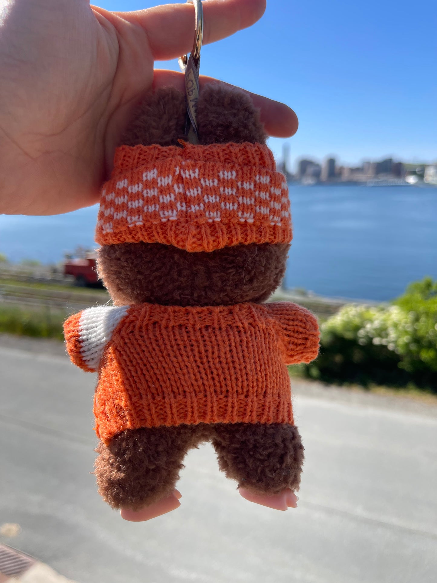 Striped Orange Knit Sweater w Hat