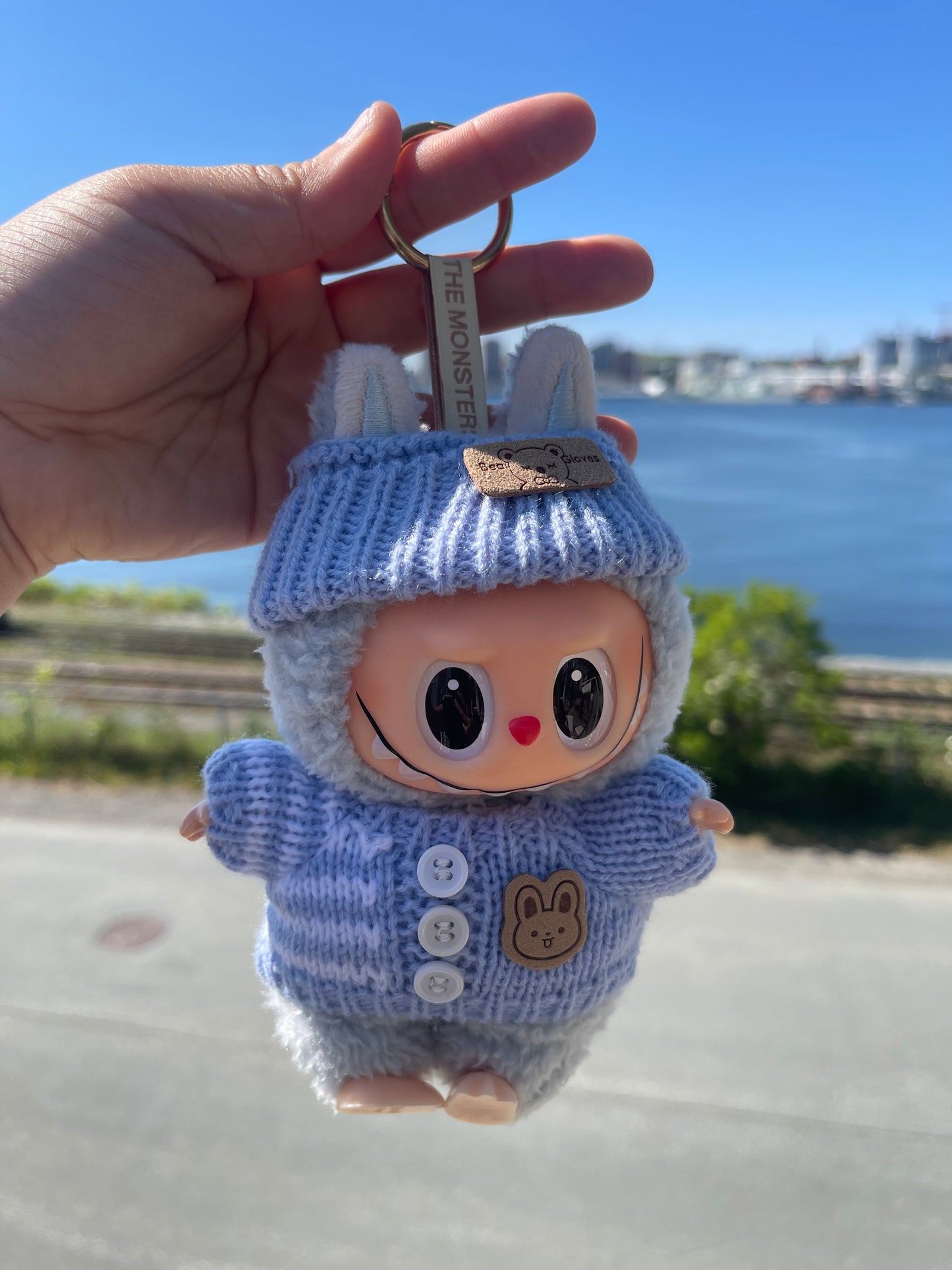 Blue Striped Knit Sweater w Hat