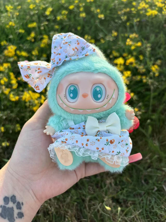 Mint Floral Bow Dress Labubu Clothes Only