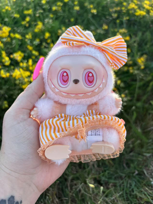 Orange Stripe Bunny Dress Labubu Clothes Only