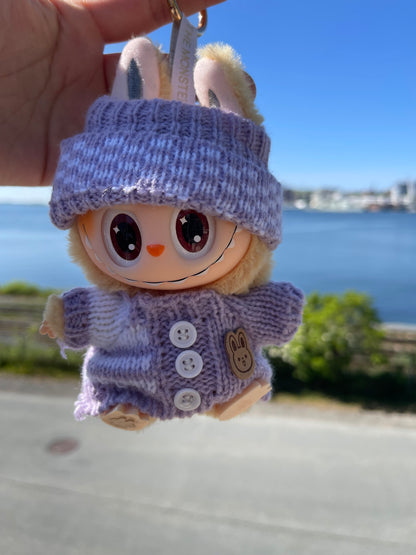 Purple & White Knit Sweater w Hat