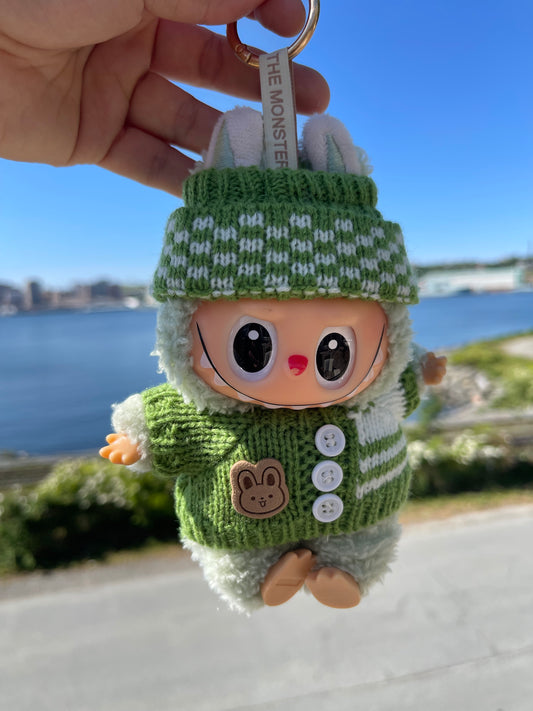 Striped Green Knit Sweater w Hat