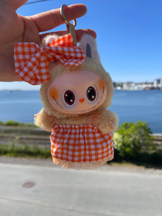 Orange & White Checkered Dress w Bow