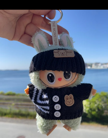 Black & White Knit Sweater w Hat