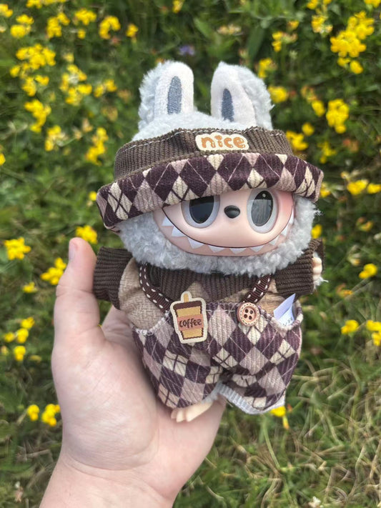 Mocha Argyle Bunny Labubu Clothes Only