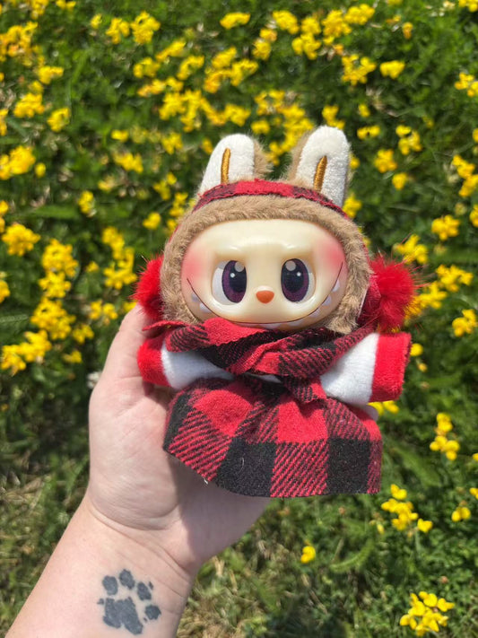 Plaid Bunny Lumberjack Labubu Clothes Only