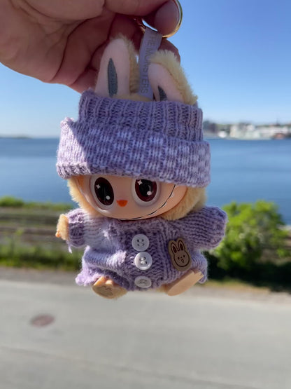 Purple & White Knit Sweater w Hat
