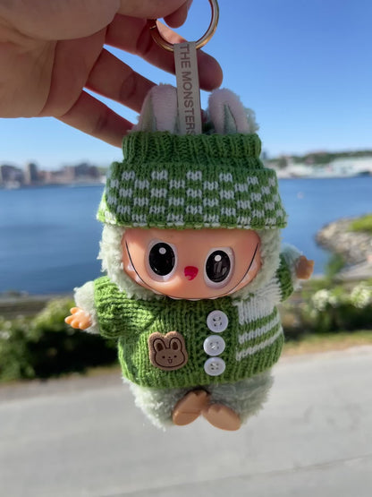 Striped Green Knit Sweater w Hat