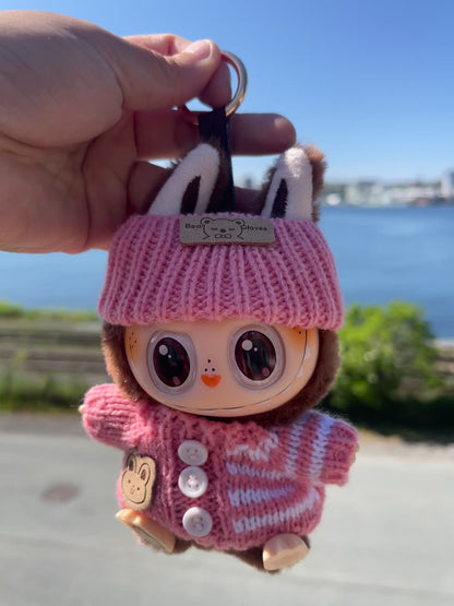 Pink Striped Knit Sweater w Hat