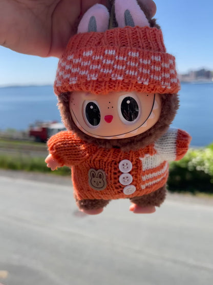 Striped Orange Knit Sweater w Hat