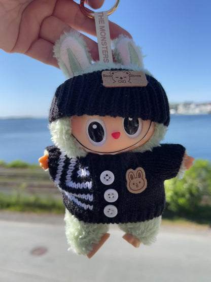 Black & White Knit Sweater w Hat